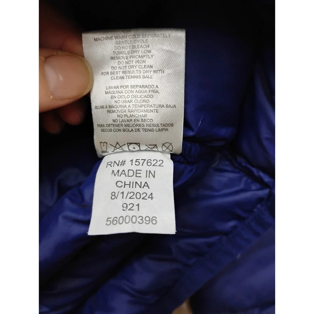 Eddie Bauer Jacket Kids XL Blue Goose Down Full Zip Puffer Pockets Outdoor 14/16